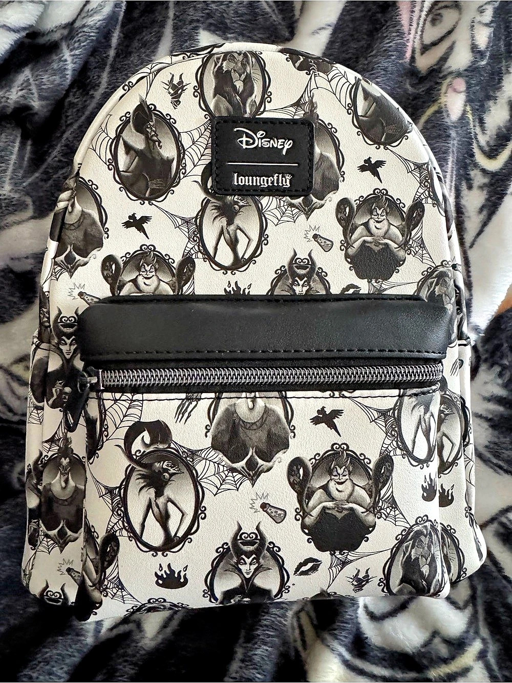 Loungefly Disney Villains Cameo Mini Backpack Black & White